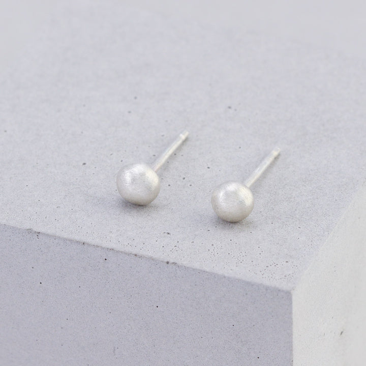 Frosted Silver Stud Earrings - Small