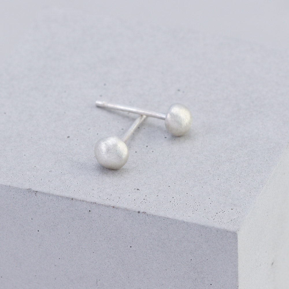 Frosted Silver Stud Earrings - Small