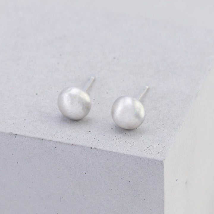 Frosted Silver Stud Earrings - Medium