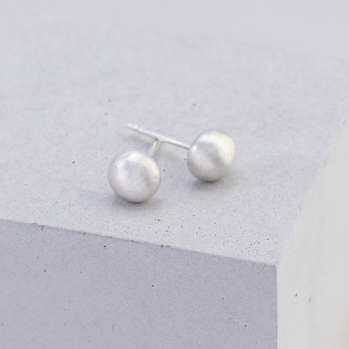 Frosted Silver Stud Earrings - Medium