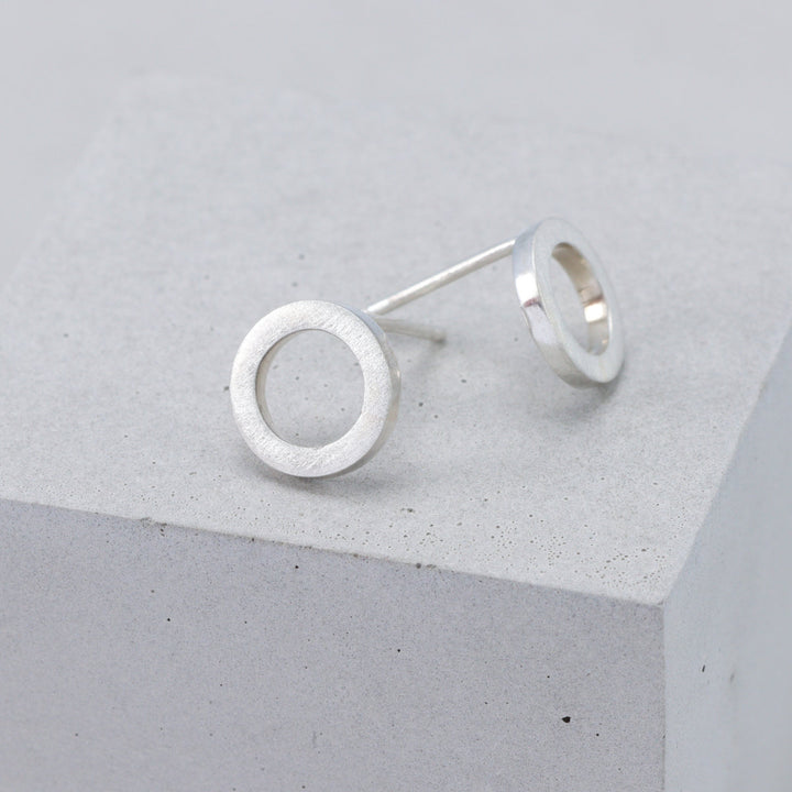 Brushed Silver Circular Earrings