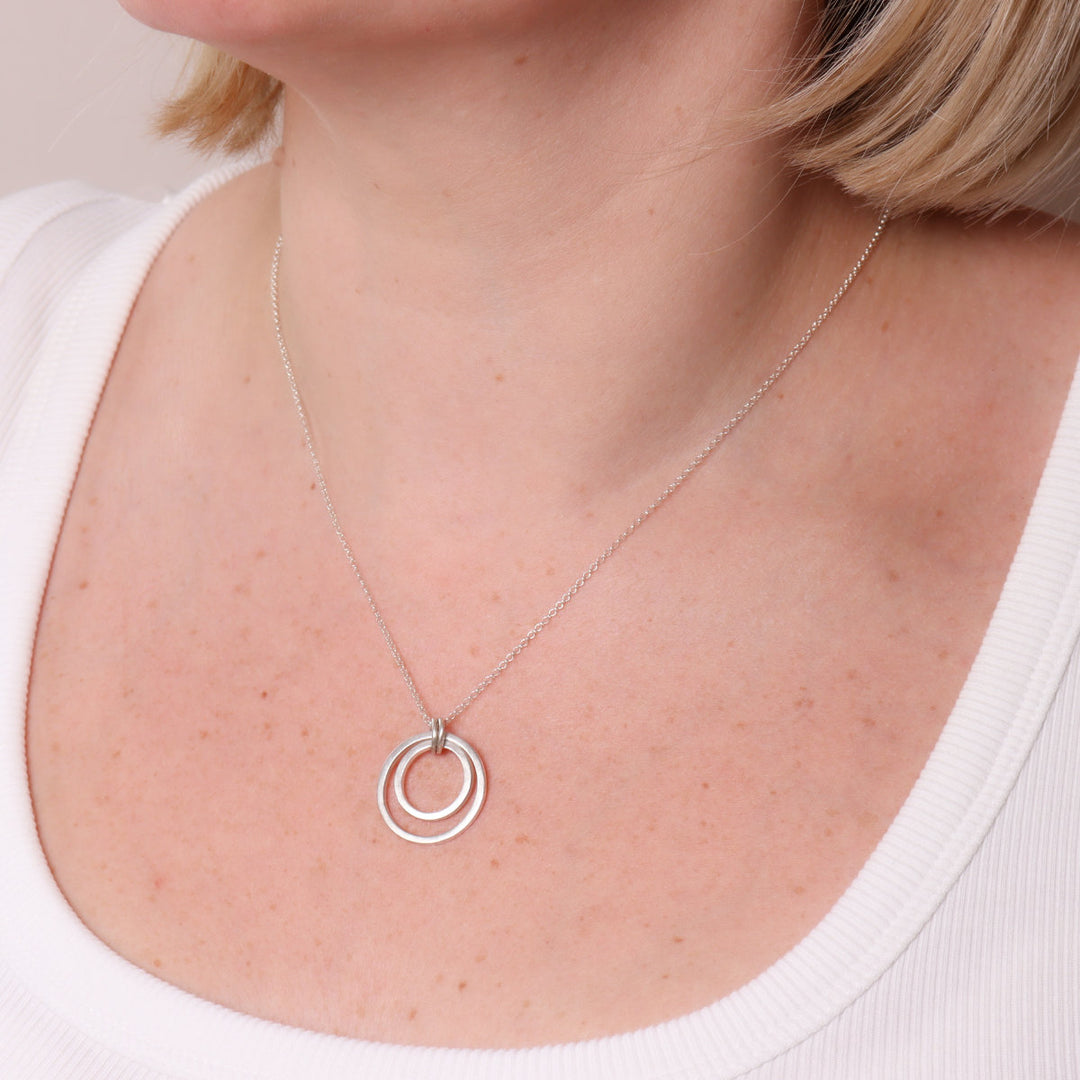 Sterling Silver Double Hoop Necklace