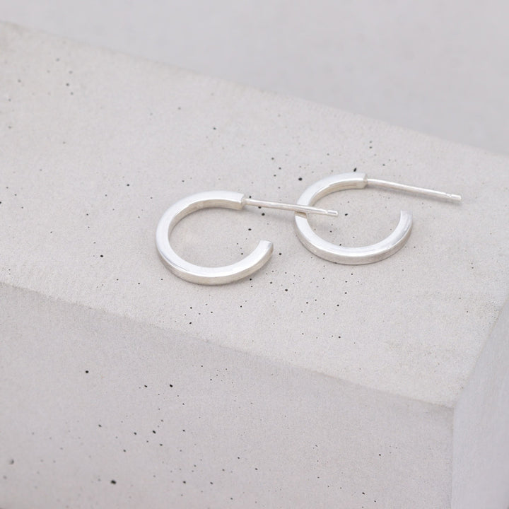 Brushed Silver Hoops - Small