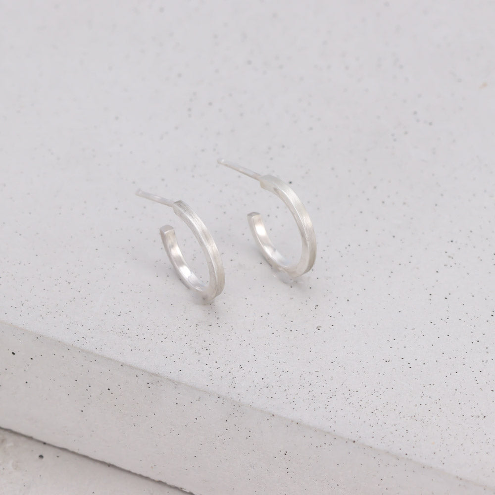 Brushed Silver Hoops - Small