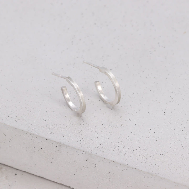 Brushed Silver Hoops - Small