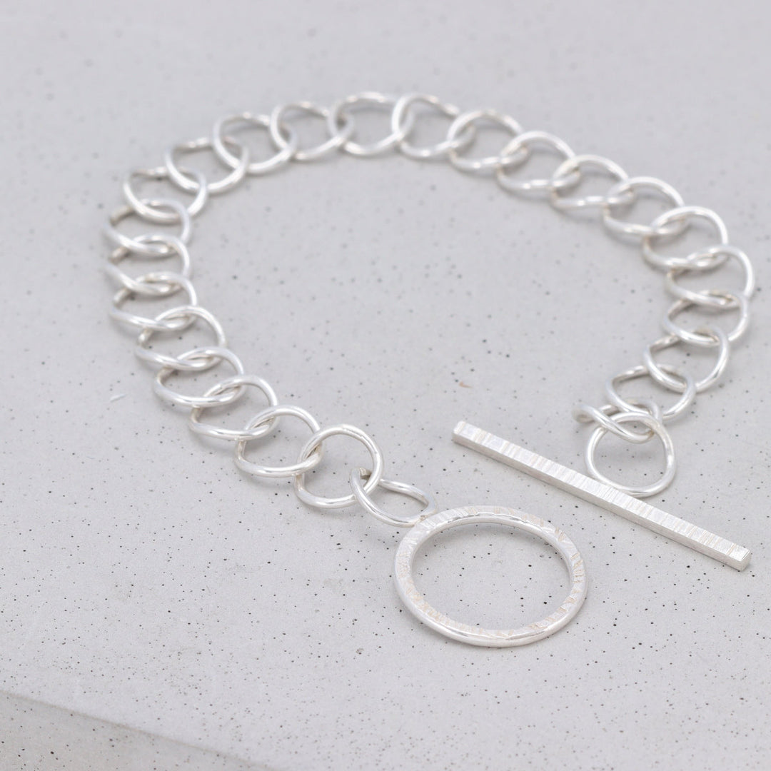 Bracelet with Hammered T-Bar Clasp