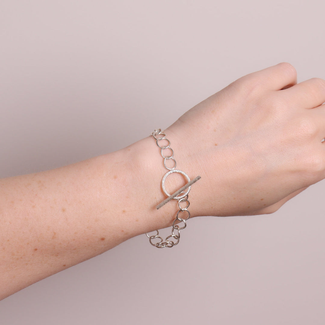 Bracelet with Hammered T-Bar Clasp