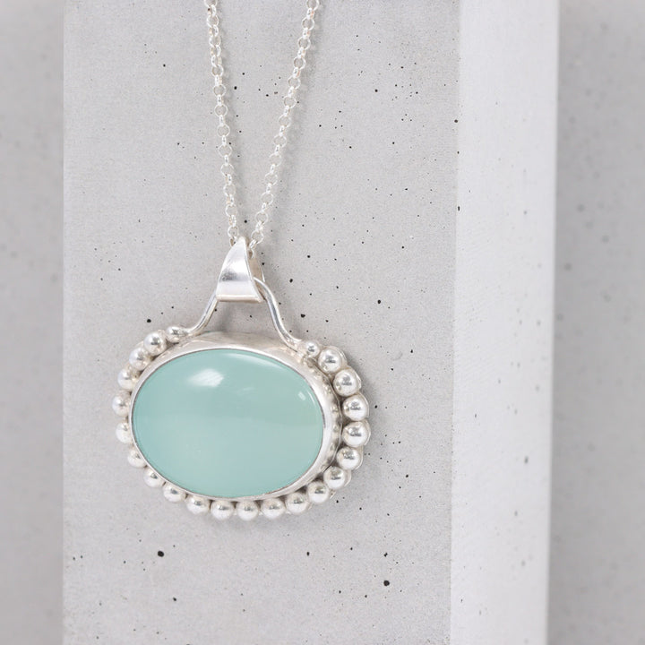 Silver Pendant with Granulation Cabochon Setting