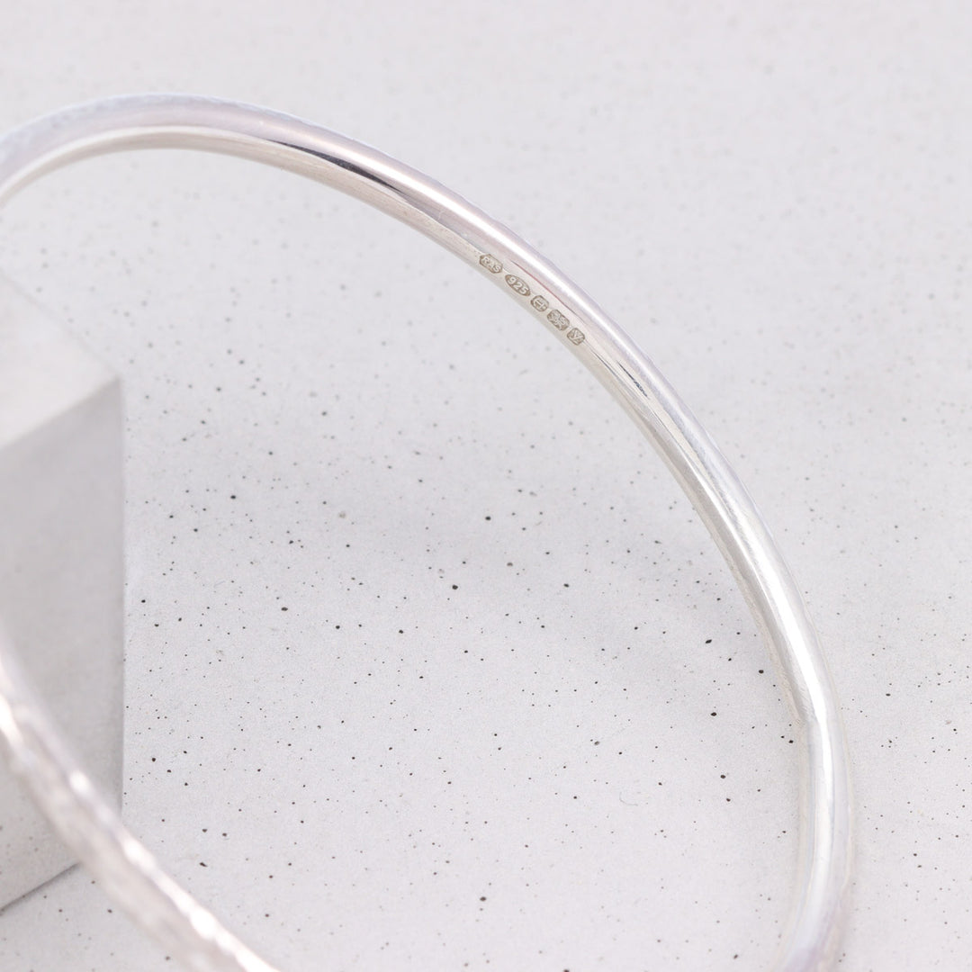 Hammered Solid Silver Bangle