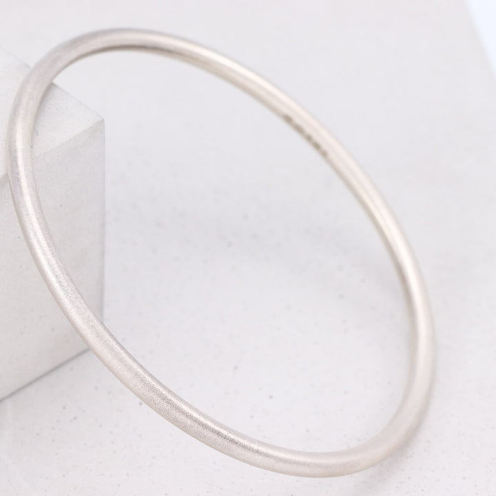 Frosted Solid Silver Bangle