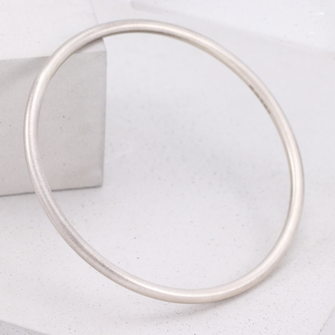 Frosted Solid Silver Bangle