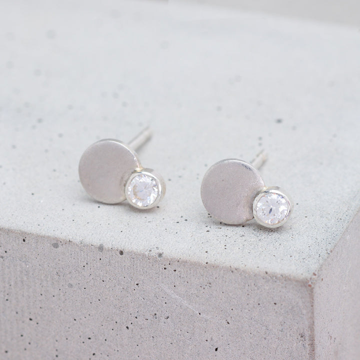 Sterling silver and moissanite circle stud earrings