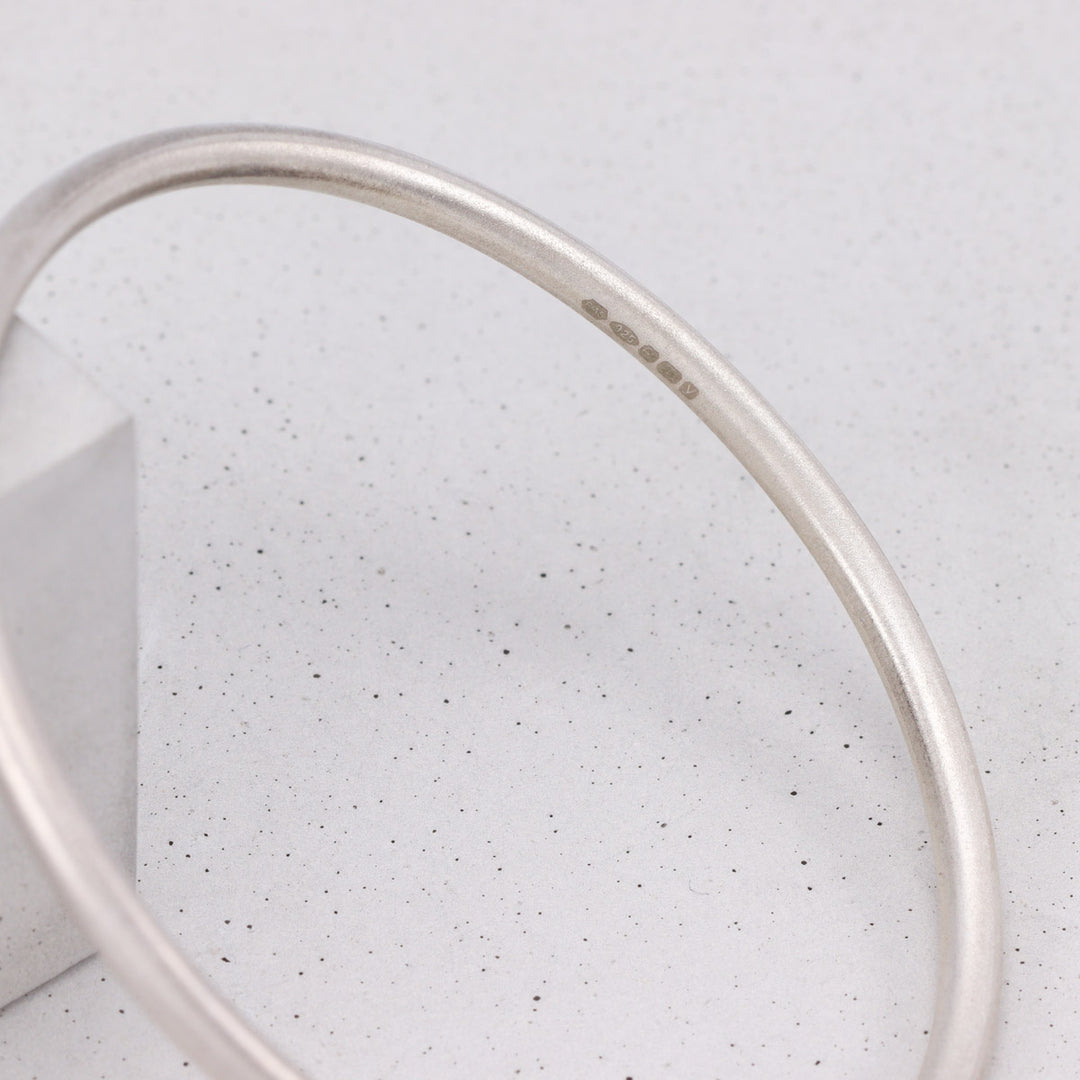 sterling silver frosted bangle close up