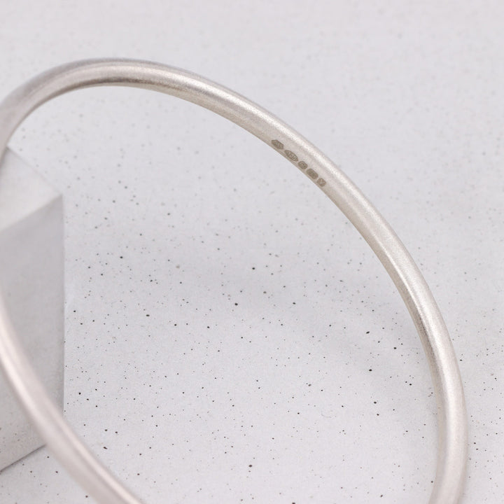 sterling silver frosted bangle close up