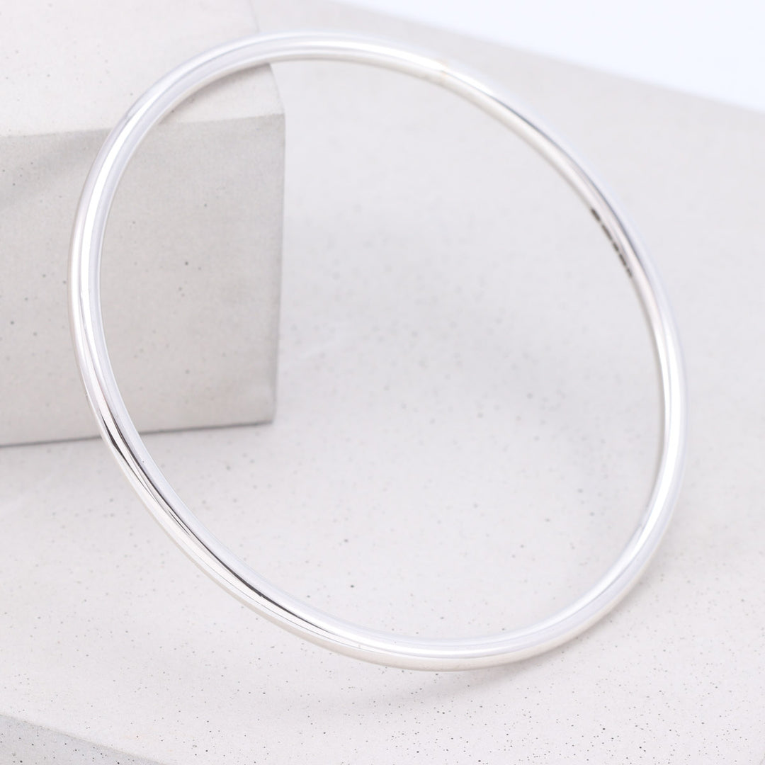 sterling silver polished bangle side view